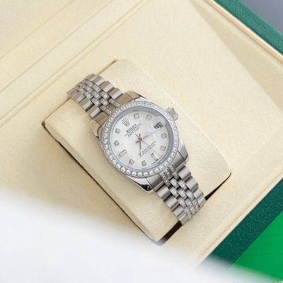 Rolex Datejust 31mm White MOP Dial 316L Steel Jubilee Bracelet Round Diamond Markers Lady Watch